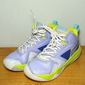 Moolah Kids Press Break High-Top Sneakers in Lilac, Green + Navy Youth Size 5